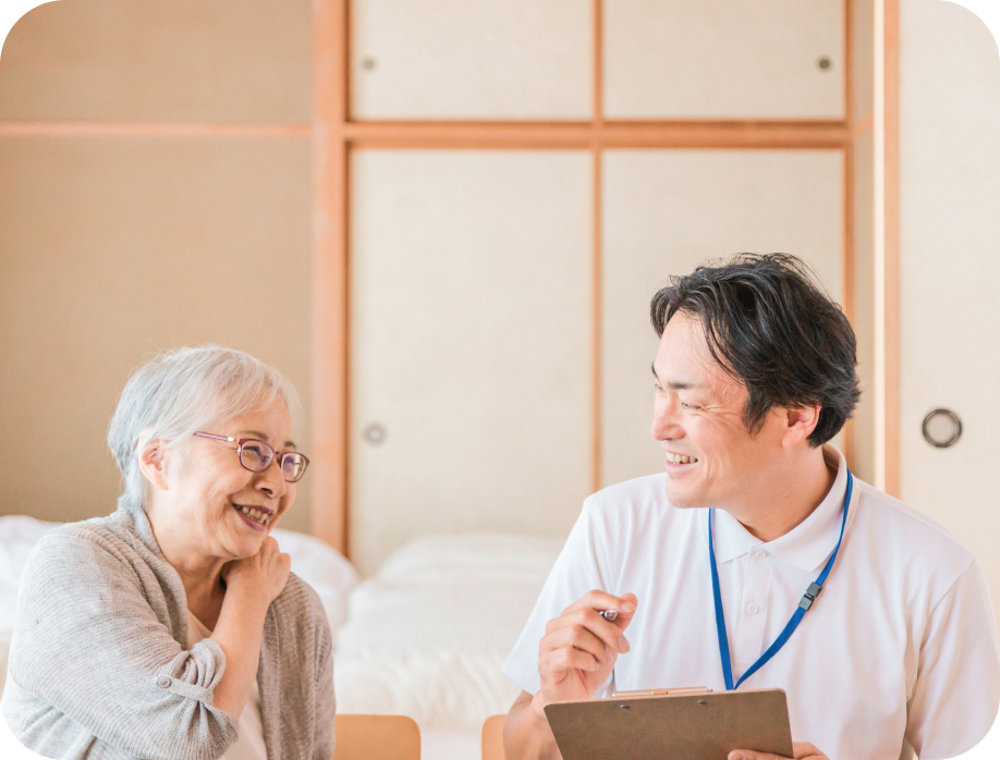 在宅介護を受ける高齢者女性